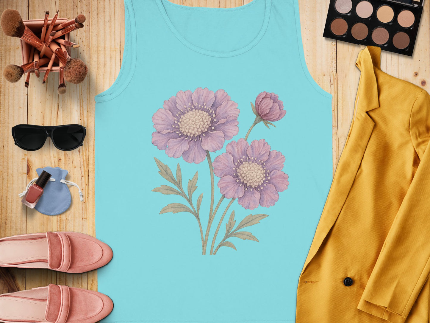 Vibrantly Designed Floral Pattern Sleeveless Shirt product