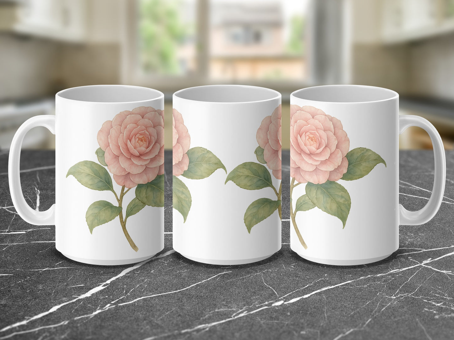 Elegant Floral Design White Ceramic Mug product type