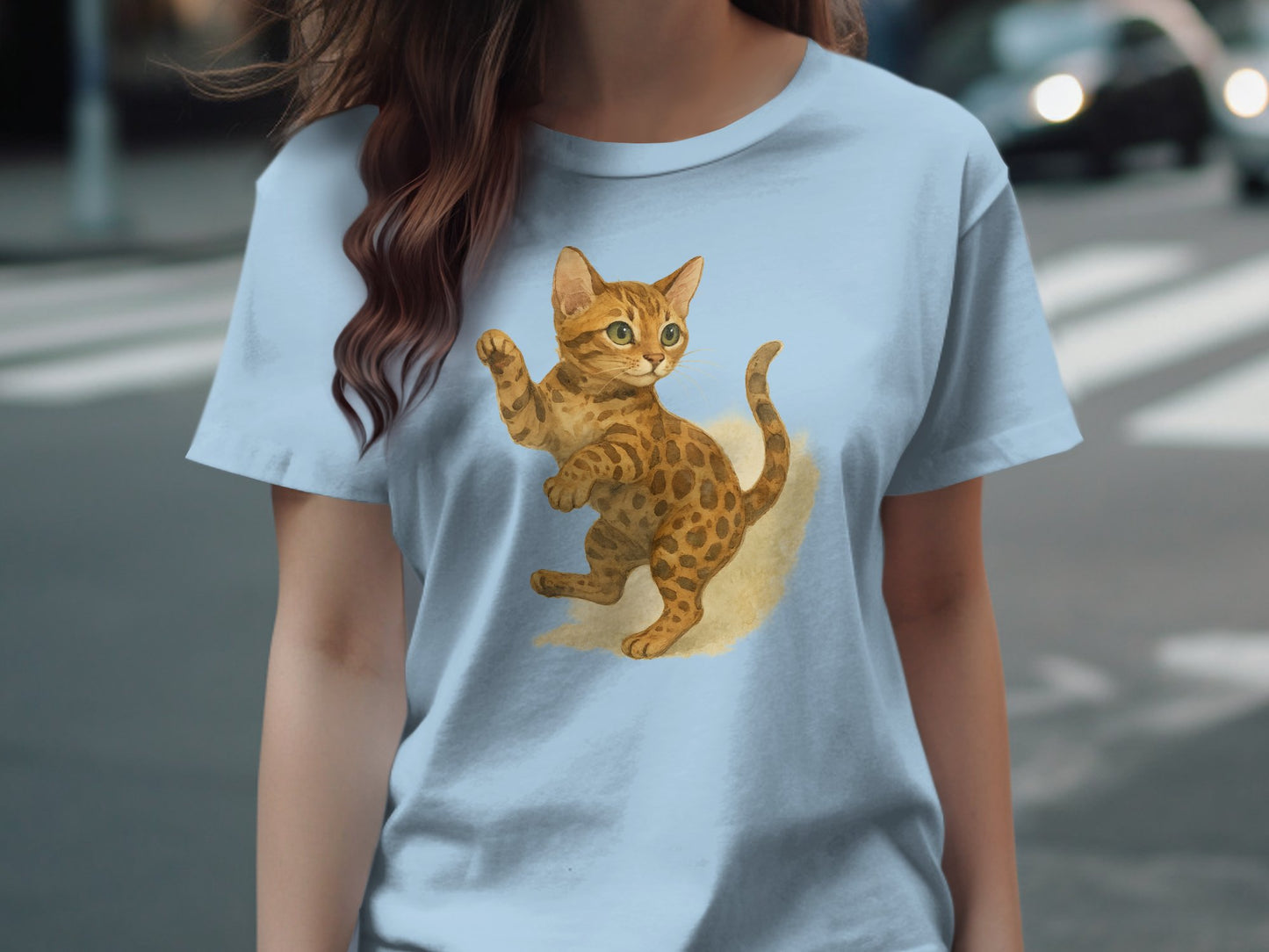 Adorable Kitten Print Casual Tee Shirt Fashion product