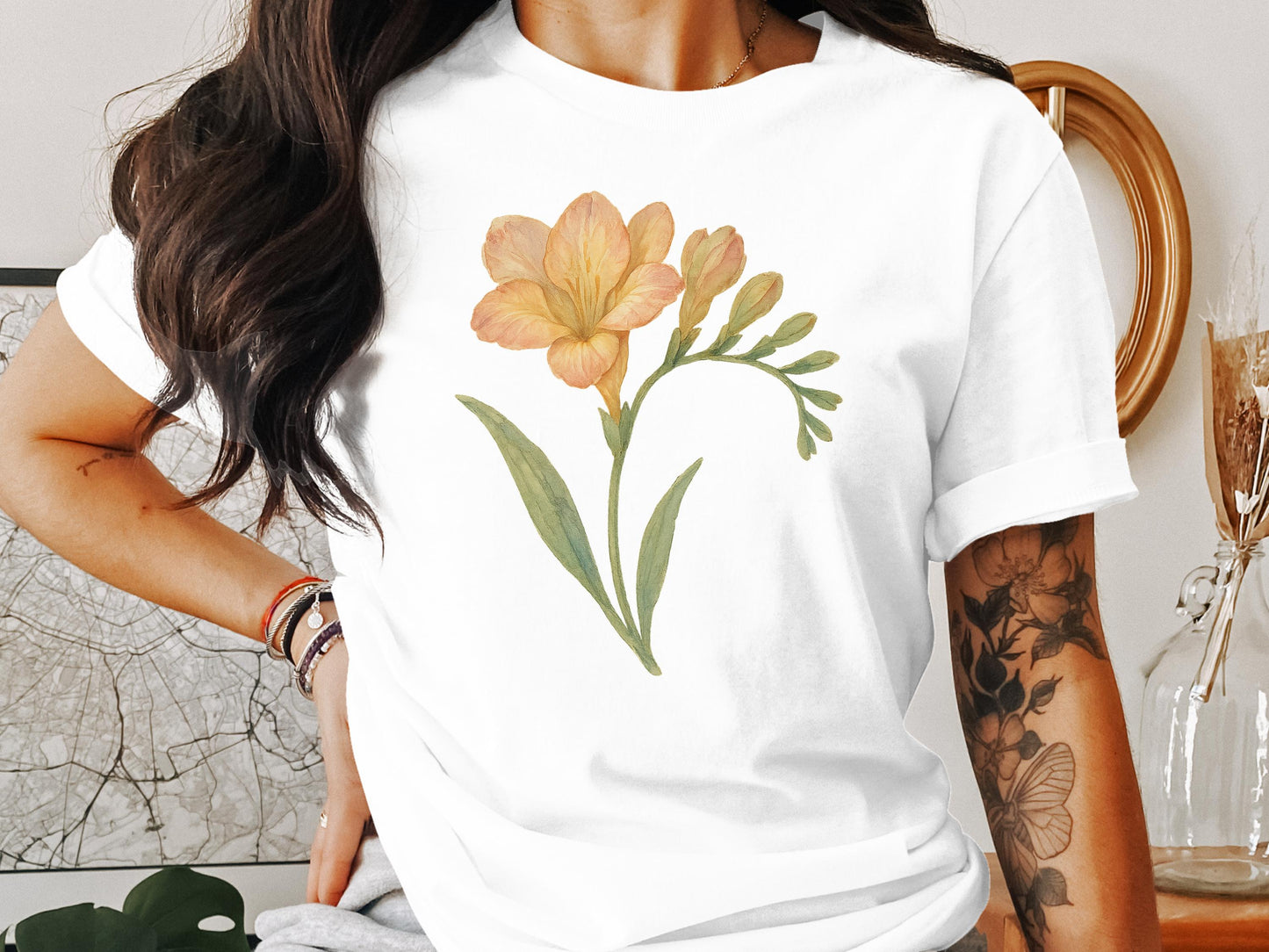 Floral Print Casual White T-Shirt product type