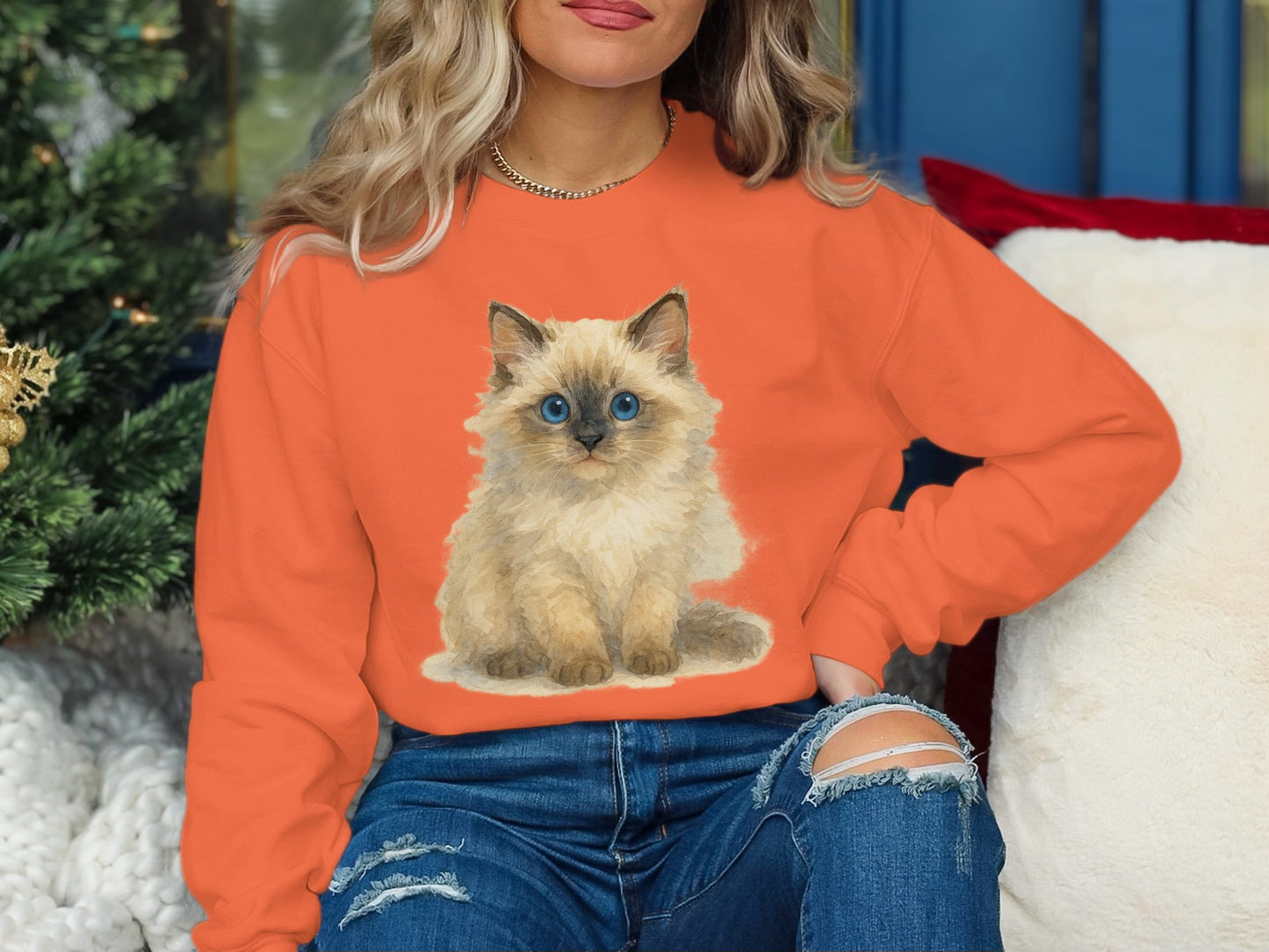 Adorable Fluffy Cat Graphic Sweatshirt product type