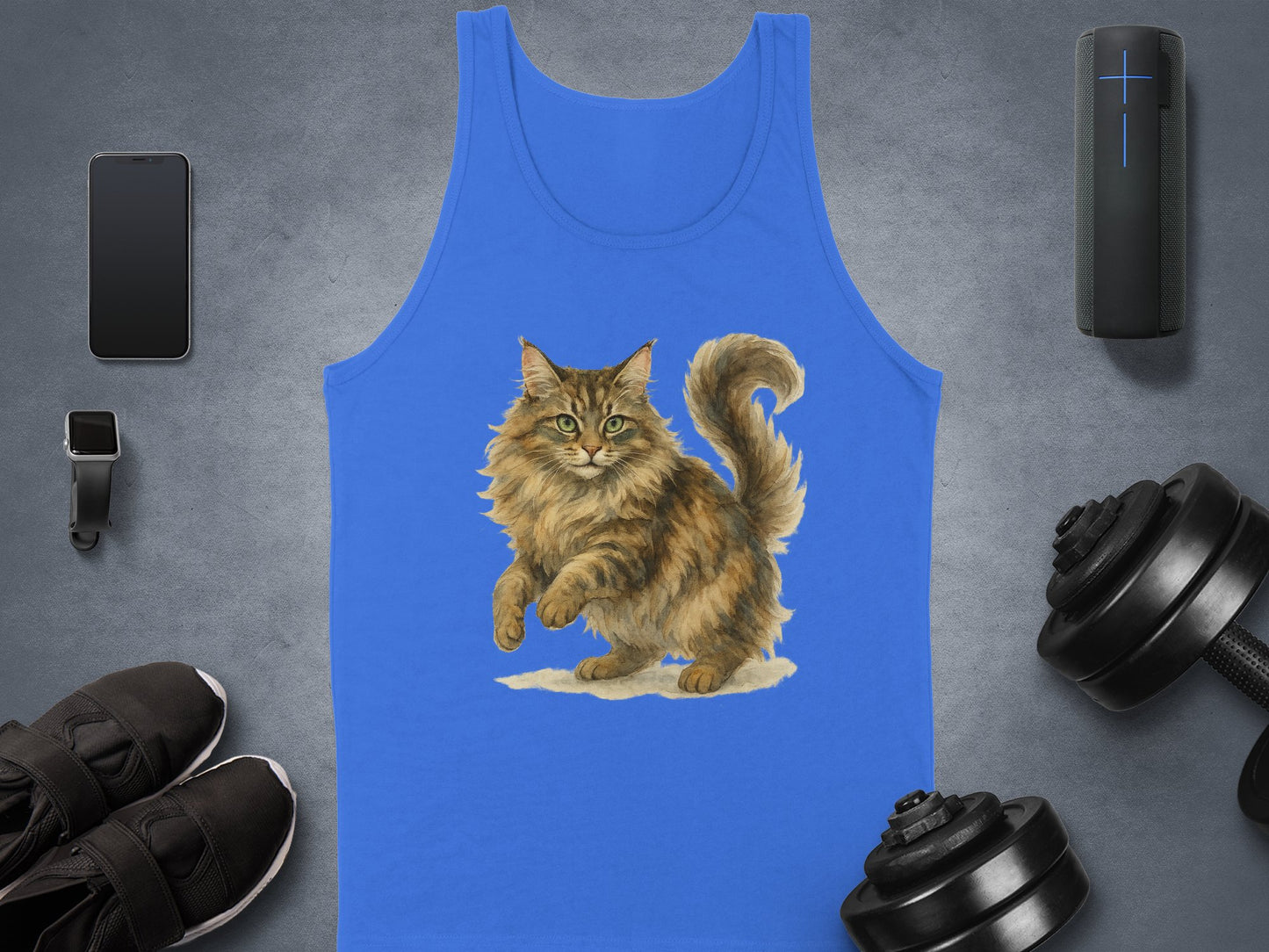 Cat Lover's Graphic Print Blue Tank Top product type