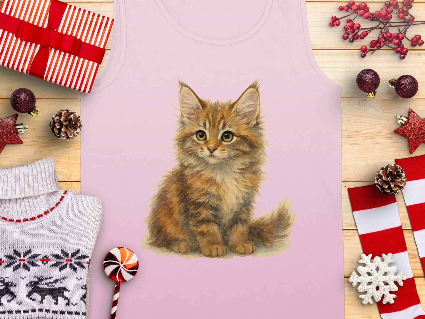 Cute Fluffy Cat Art Print Sleeveless Top product type