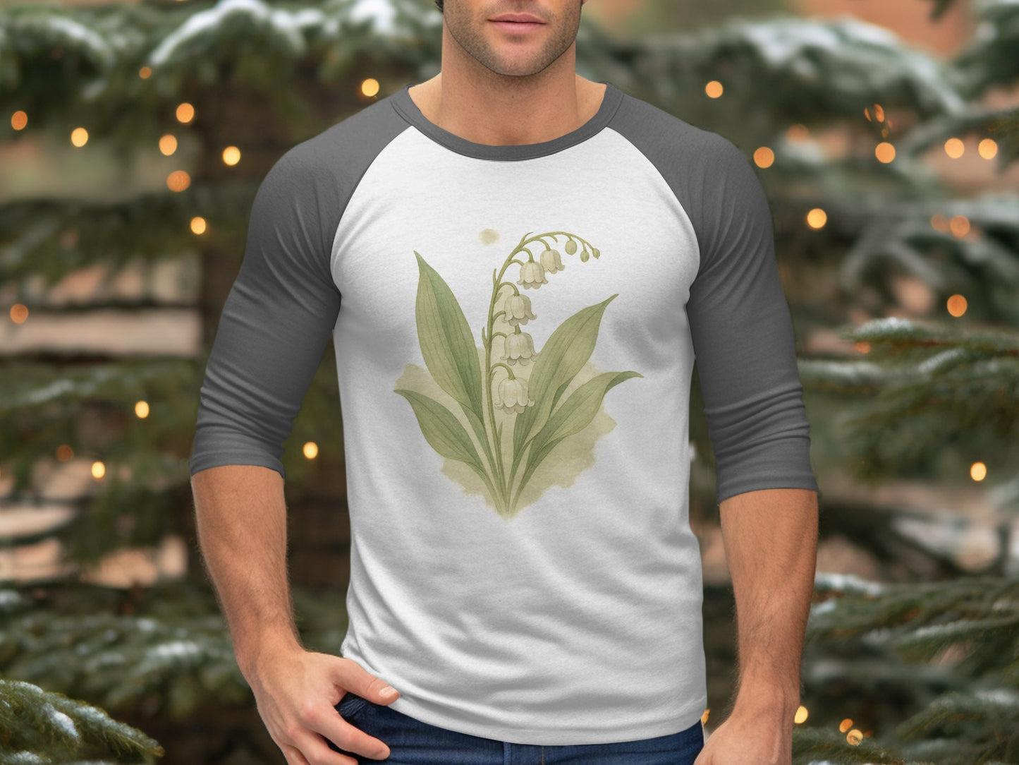 Lily of the Valley Design Men's Baseball Shirt product type