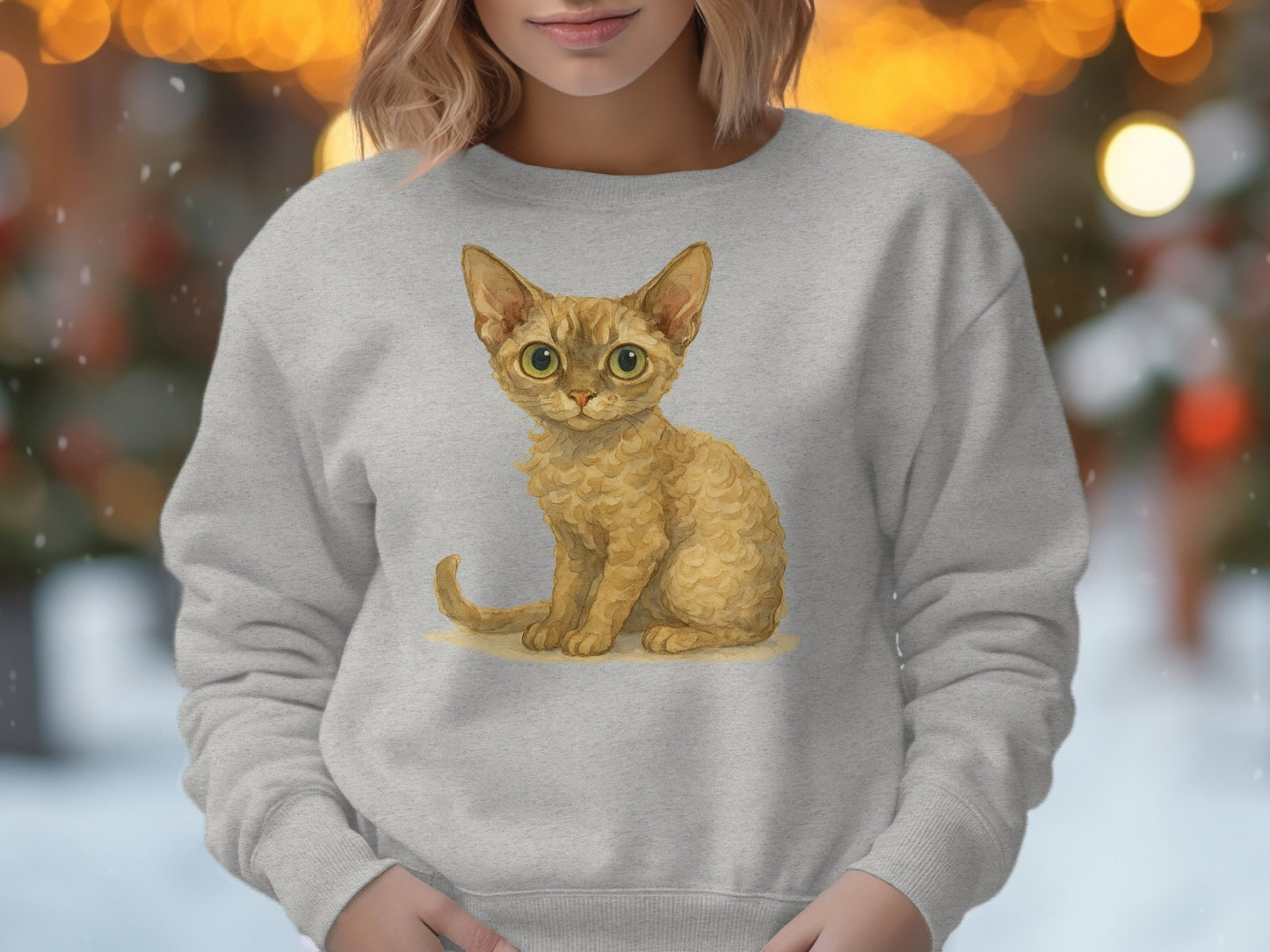 Adorable Curly Haired Cartoon Cat Sweatshirt product type