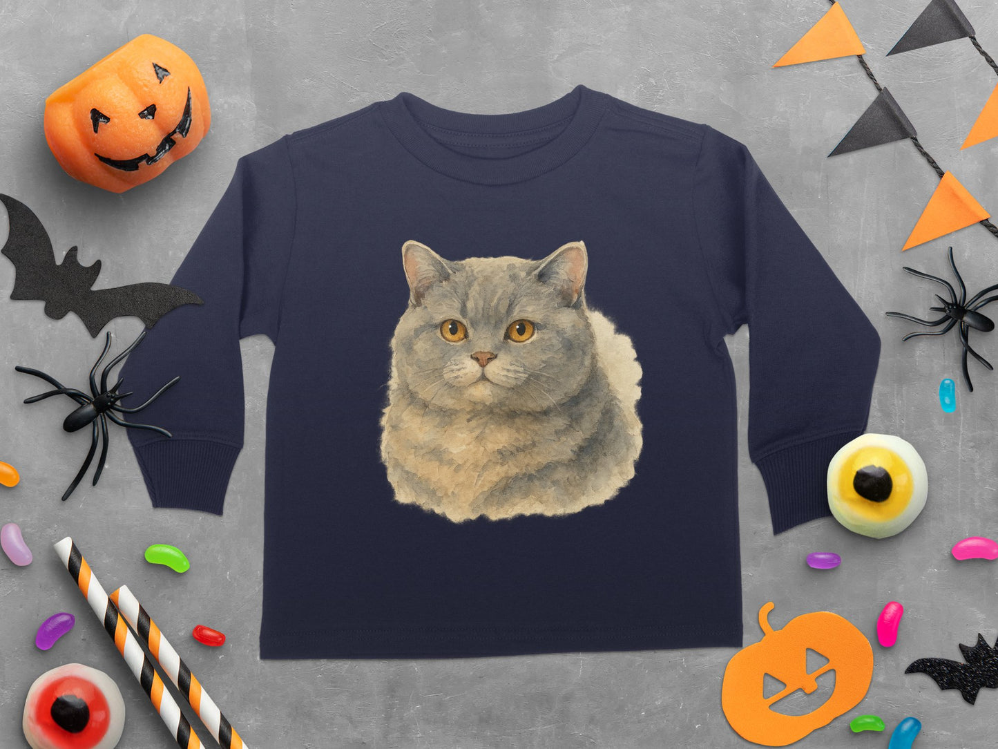 Adorable Cat Face Halloween Toddler Long Sleeve Shirt product