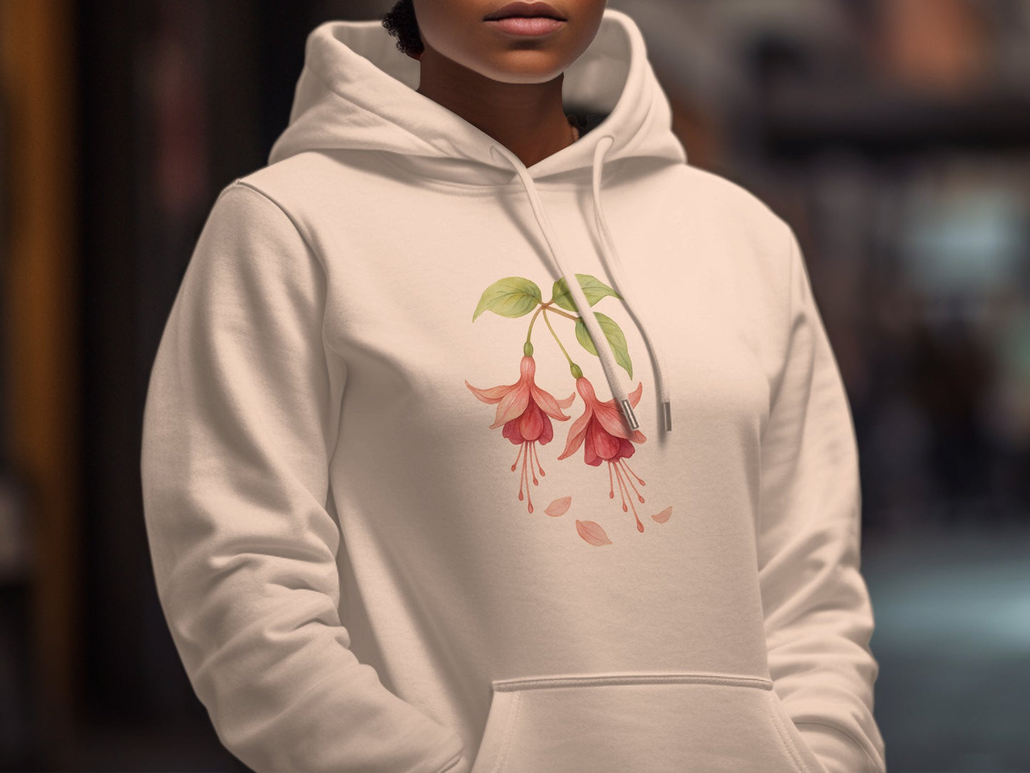 Elegant Floral Print Hoodie Comfortable Casual product type