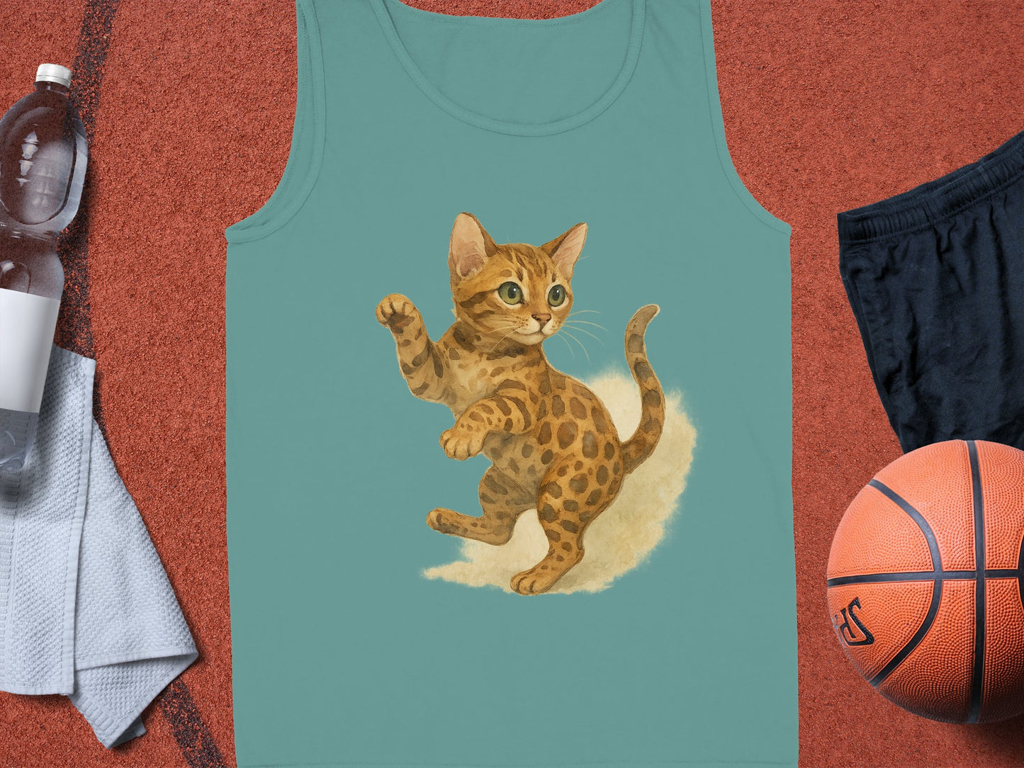 Cute Playful Kitten Design on Active Tank Top product type