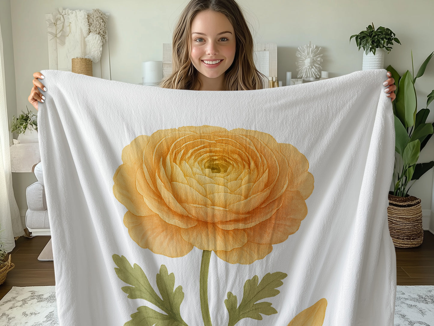 Large Cozy Blanket with Giant Flower Print product