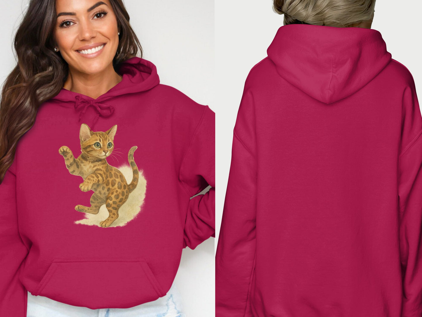 Adorable Kitten Printed Design Hooded Sweatshirt product