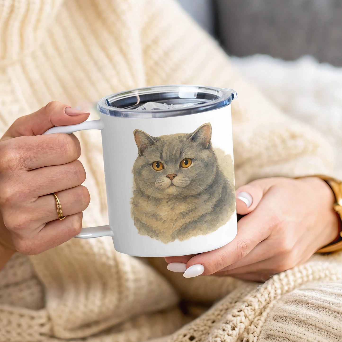 Adorable Cat Portrait Insulated Coffee Mug product