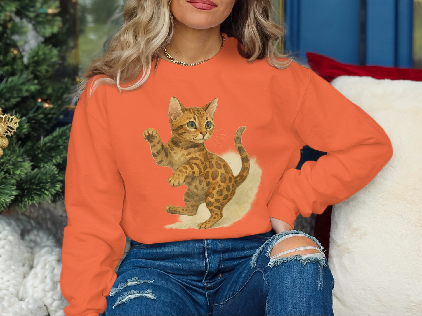 Cute Playful Cat Printed Design Sweatshirt product