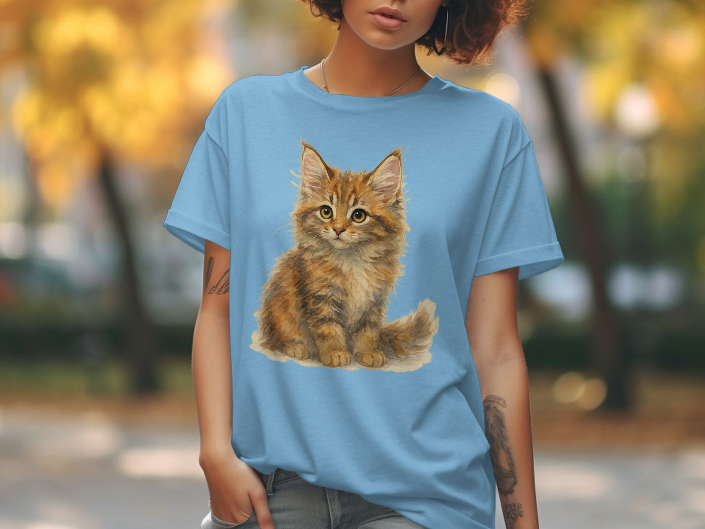 Cute Kitten Graphic Printed Casual Wear T-Shirt product type