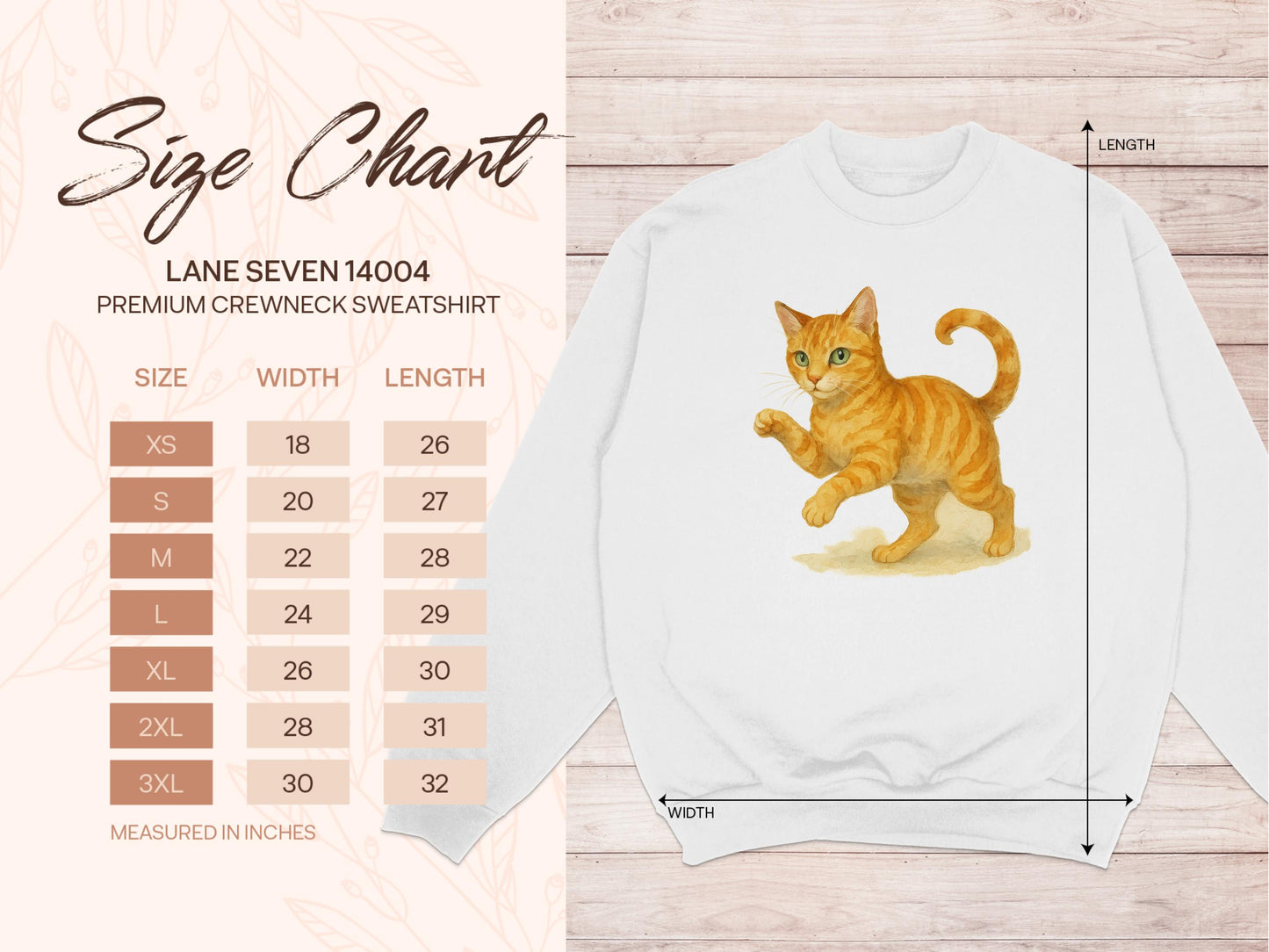 Cute Orange Cat Print Crewneck Sweatshirt product type
