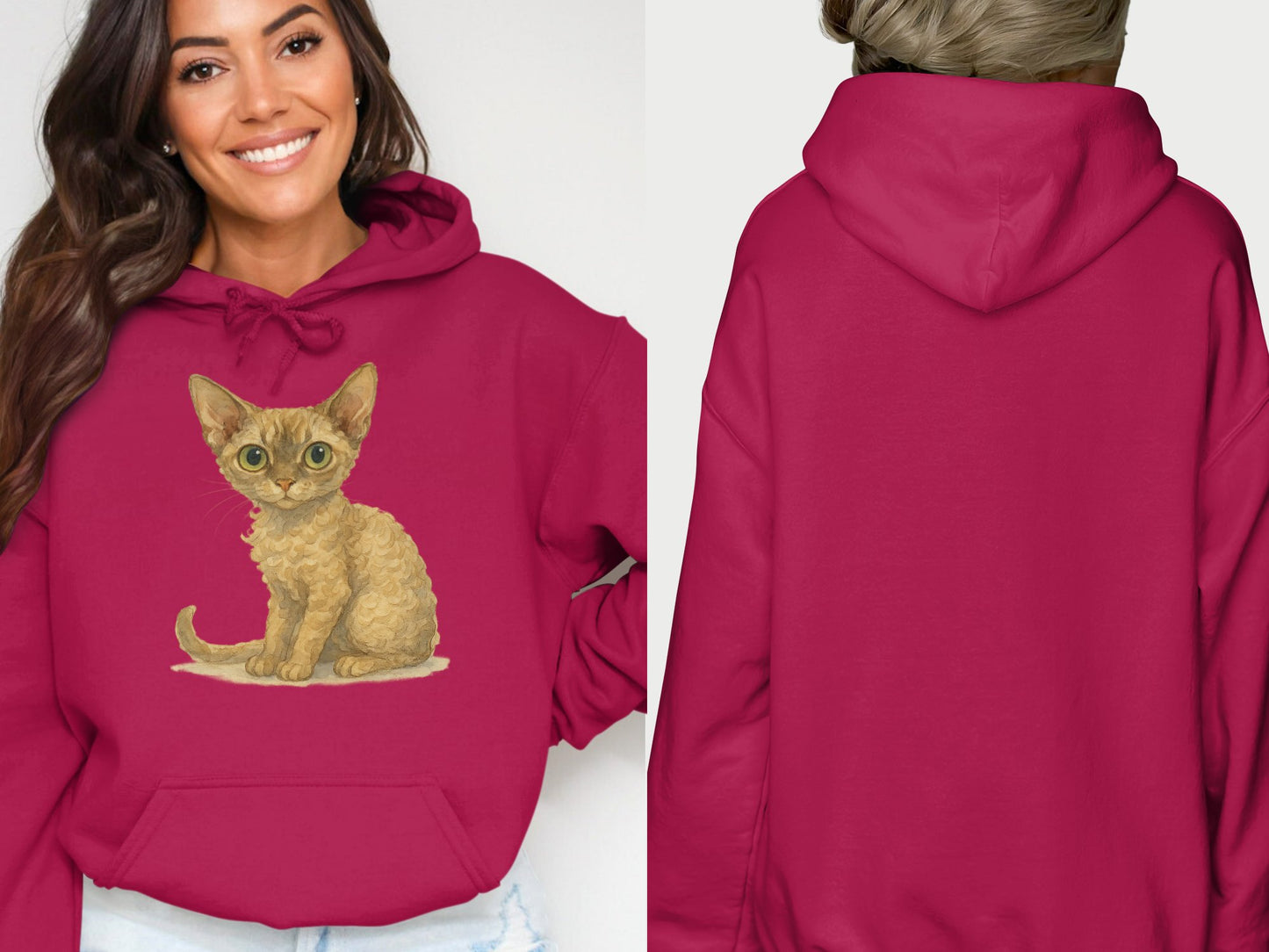 Cute Cartoon Cat Design Pink Hoodie Product