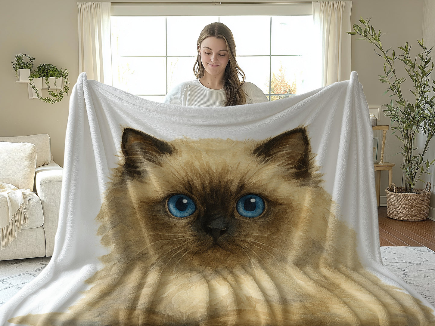 Cozy Warm Blanket with Realistic Cat Print product