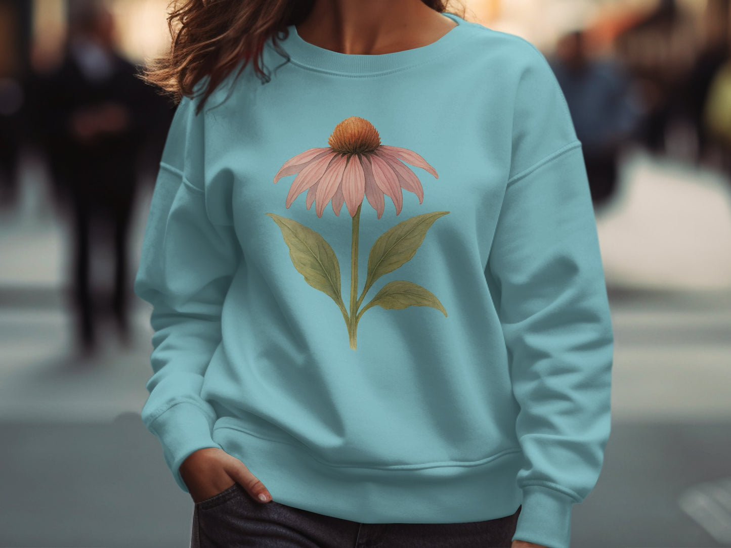 Beautiful Pink Flower Design on Sweater Product