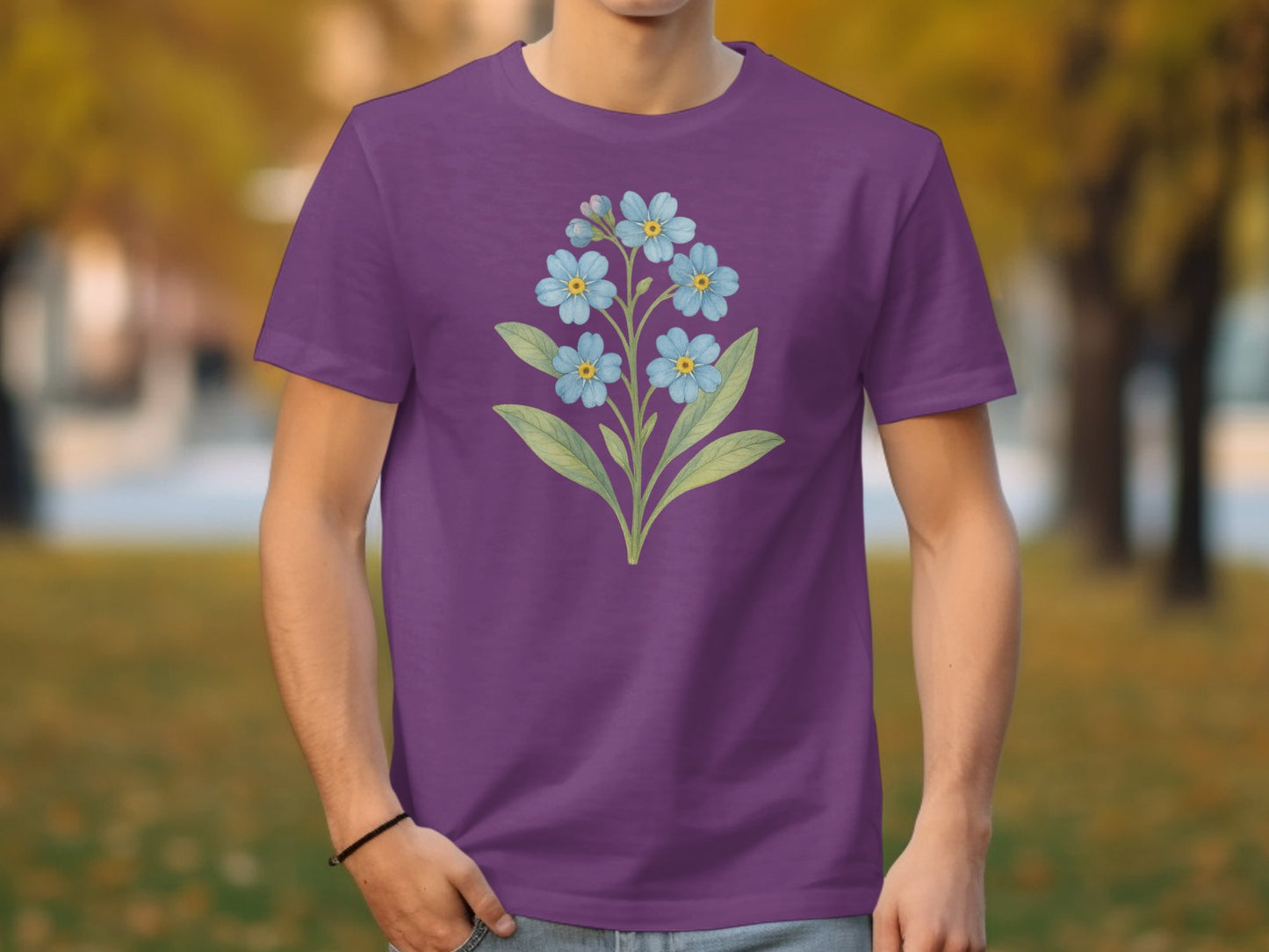 Purple T-Shirt with Blue Flower Design product type