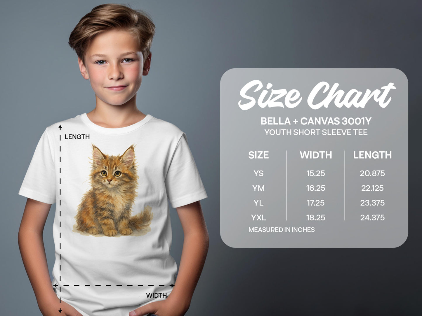 Youth Short Sleeve Tee Cat Illustration Product
