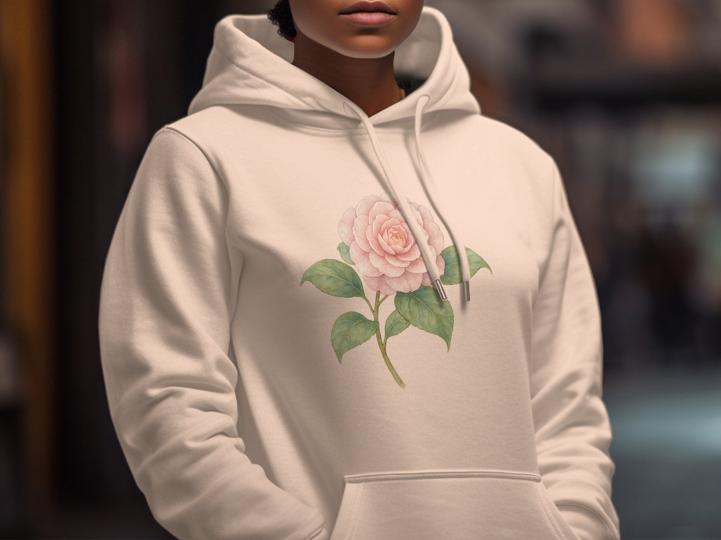 Beautiful White Hoodie with Elegant Flower Design product type