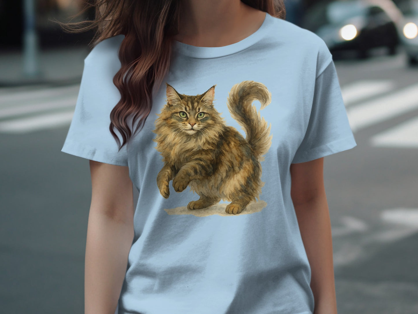 Adorable Fluffy Cat Artwork on T-Shirt product