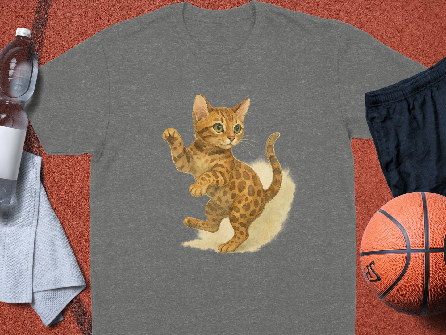 Cute Cat Playing Basketball Illustration T-shirt product