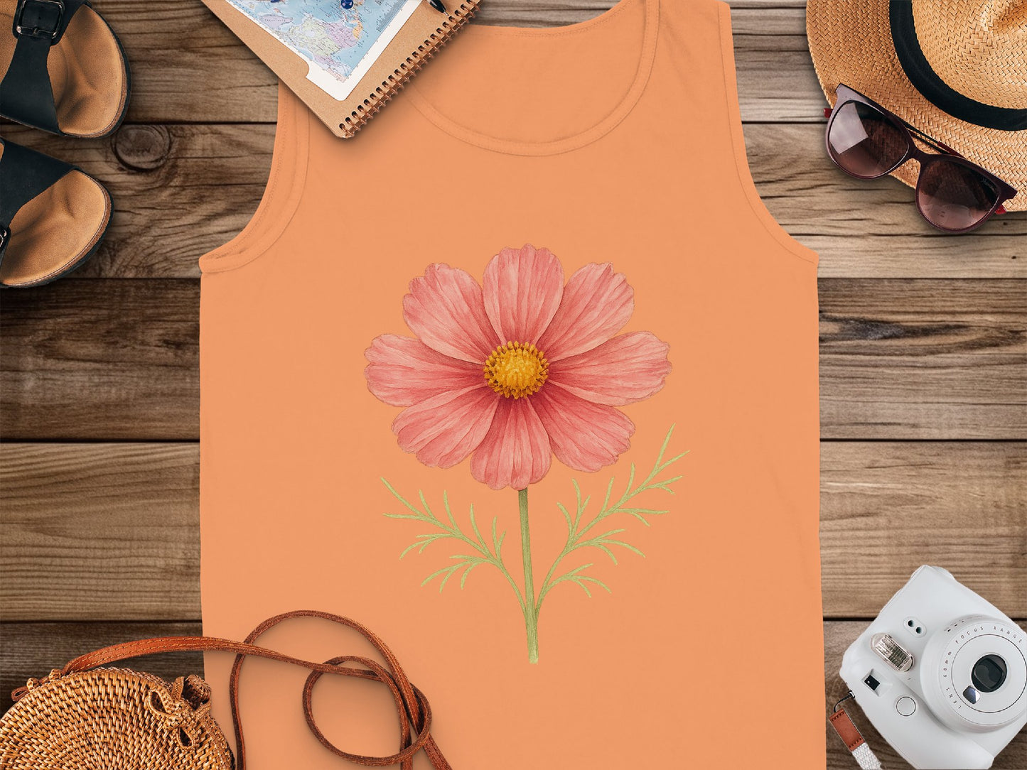 Floral Graphic Peach Color Casual Tank Top product