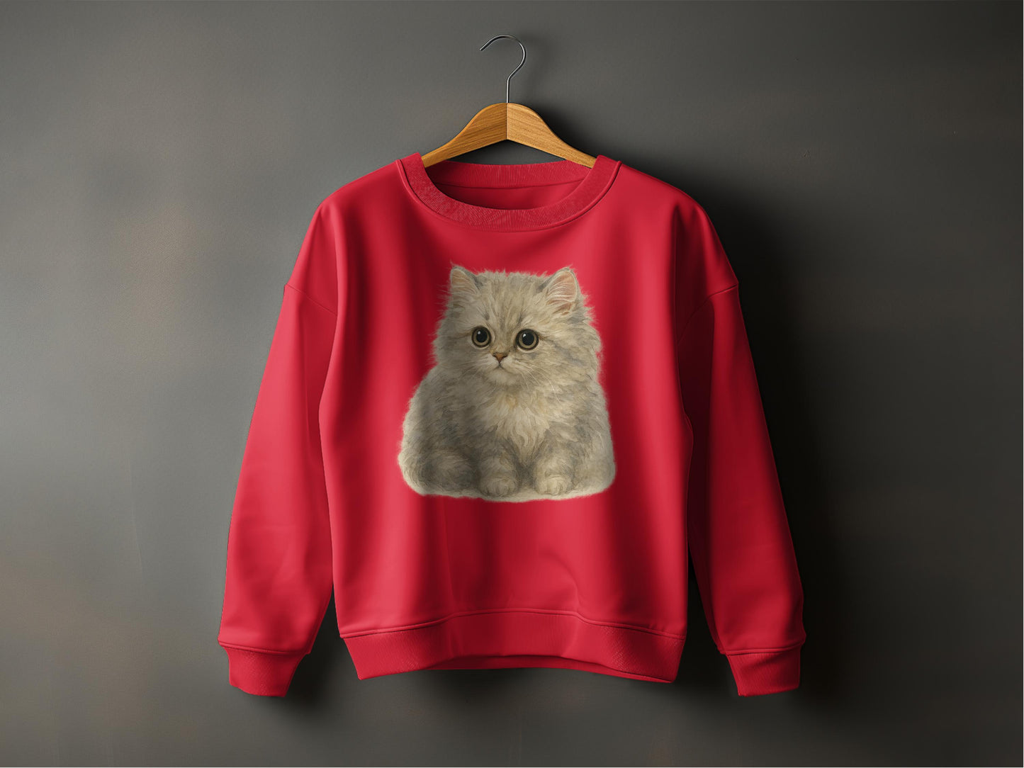 Fluffy Kitten Print on Casual Trendy Sweatshirt product