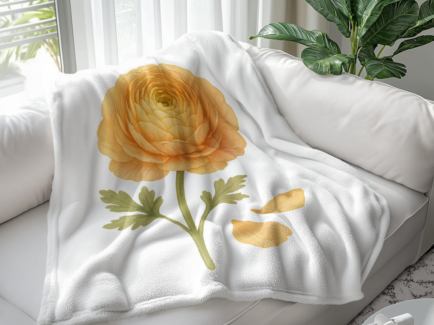 Cozy Yellow Rose Printed Blanket for Home Decor product type