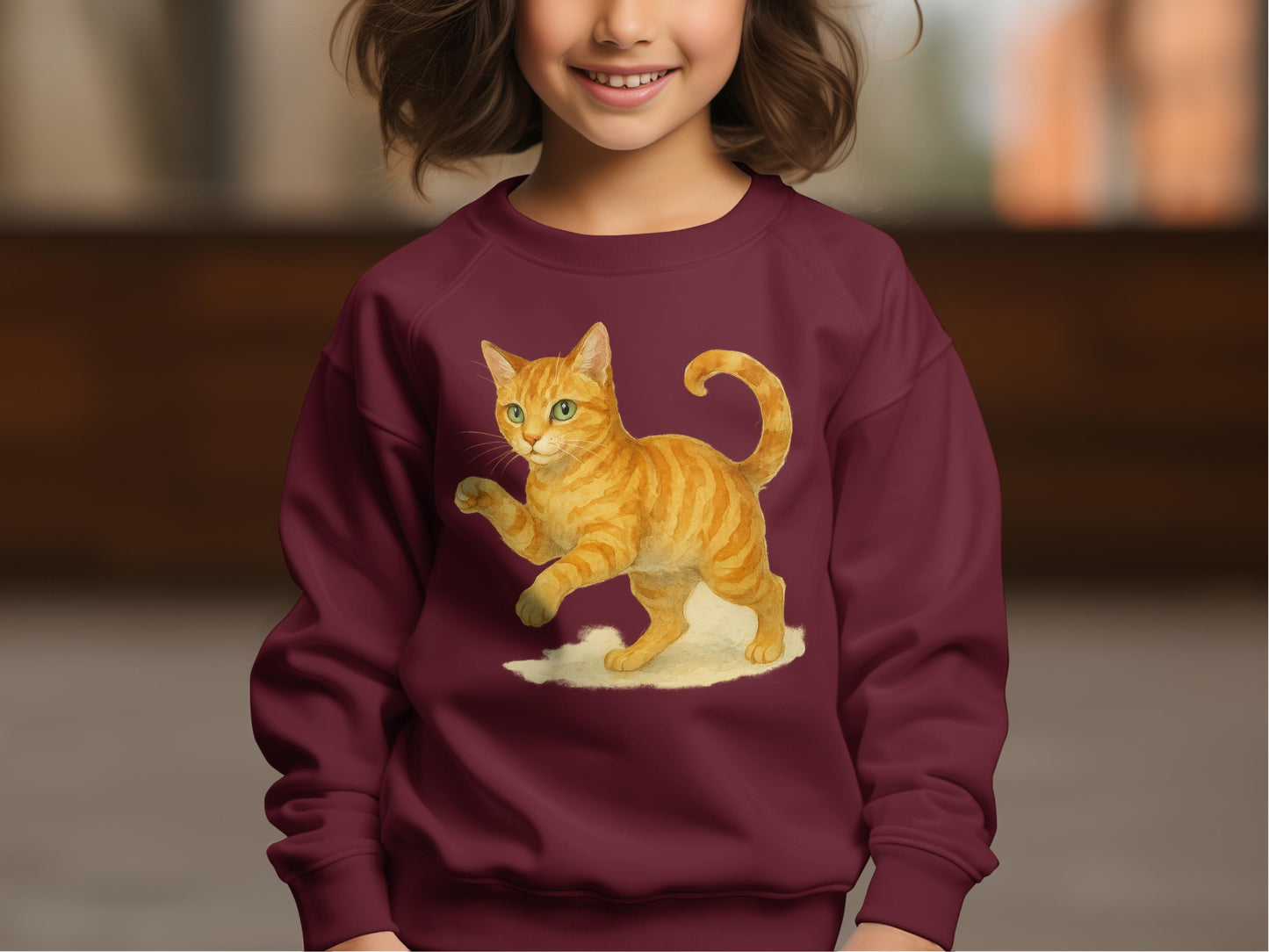 Adorable Orange Tabby Cat Sweatshirt for Kids product