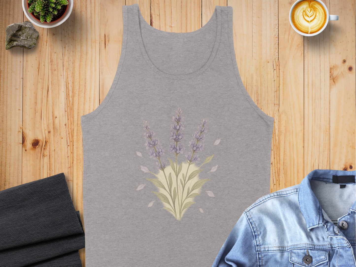 Floral Lavender Bouquet Design Grey Tank Top product