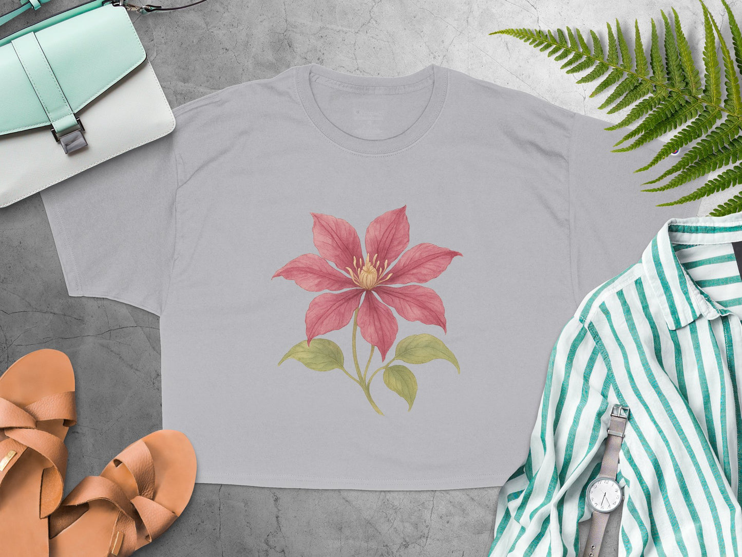 Beautiful Flower Print Design on Gray Shirt product
