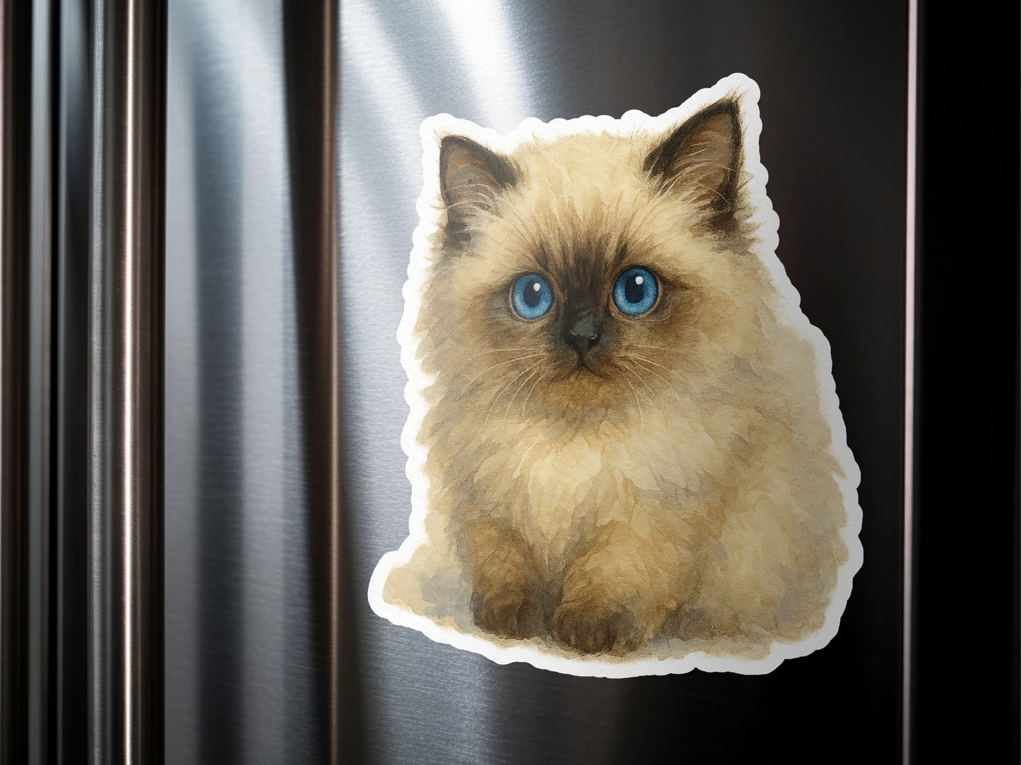 Cute Fluffy Blue-Eyed Cat Sticker for Fridge product