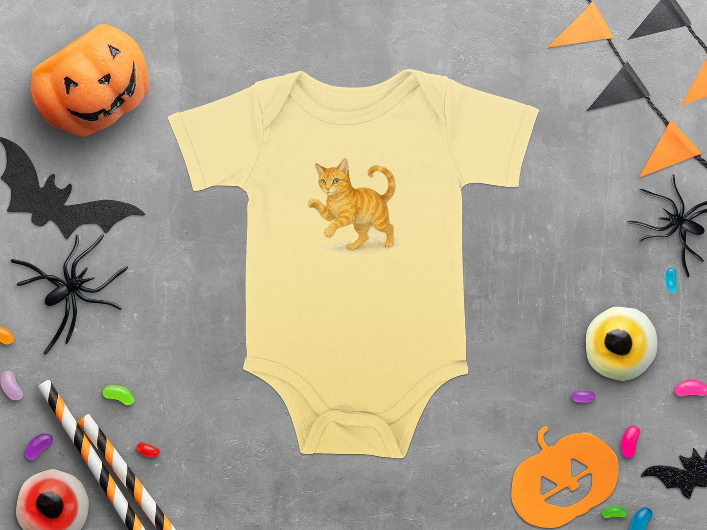 Adorable Cat Print Baby Onesie Perfect Halloween Product
