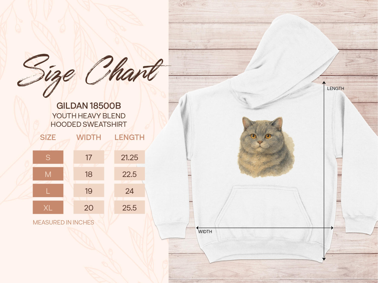 Youth Hooded Sweatshirt with Cute Cat Print product