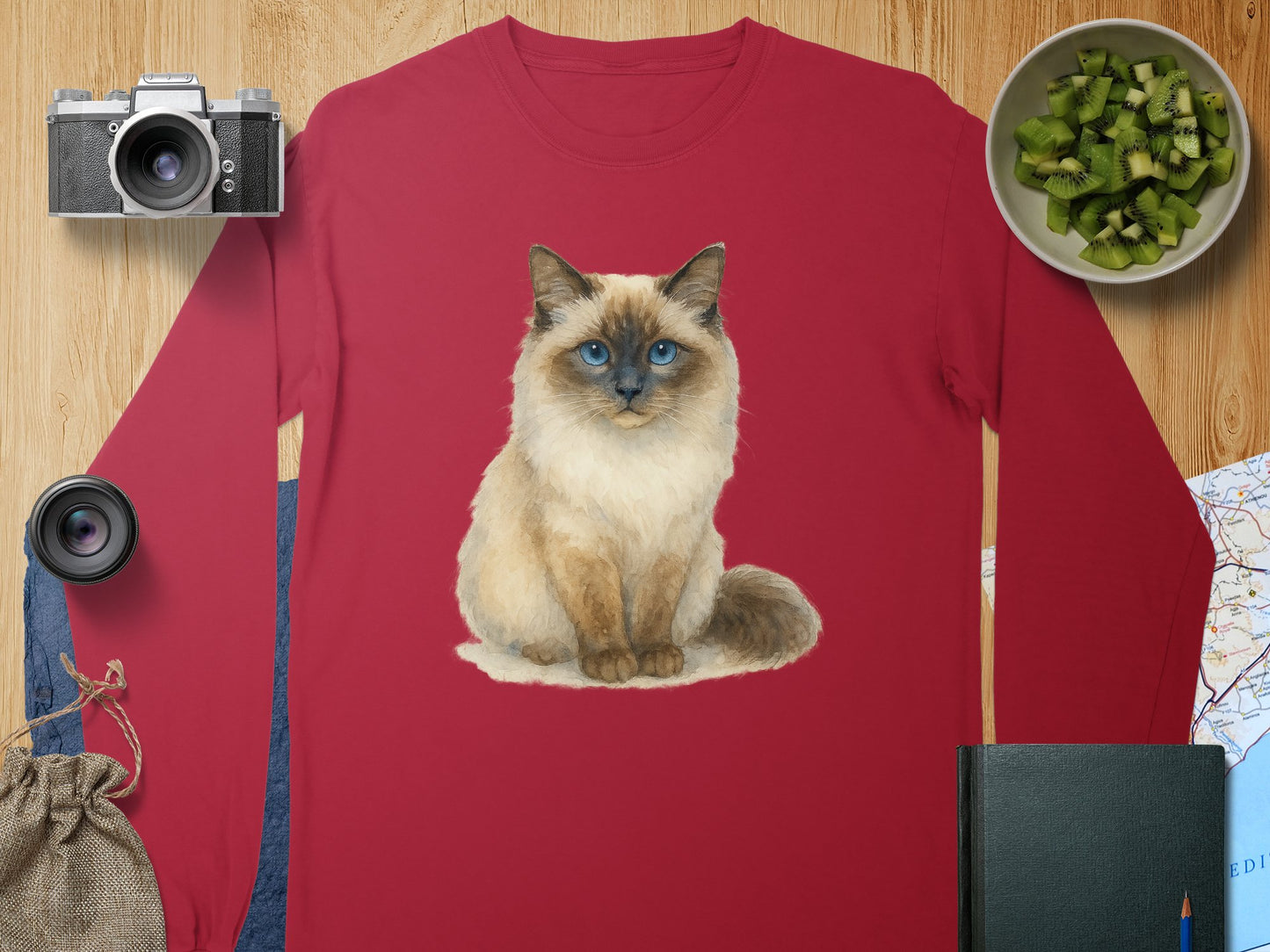 Siamese Cat Art Printed on Long Sleeve Shirt product