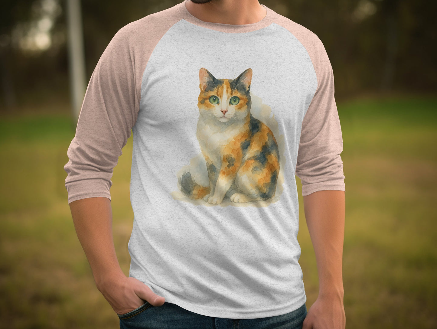 Calico Cat Graphic Design Casual Raglan Shirt product