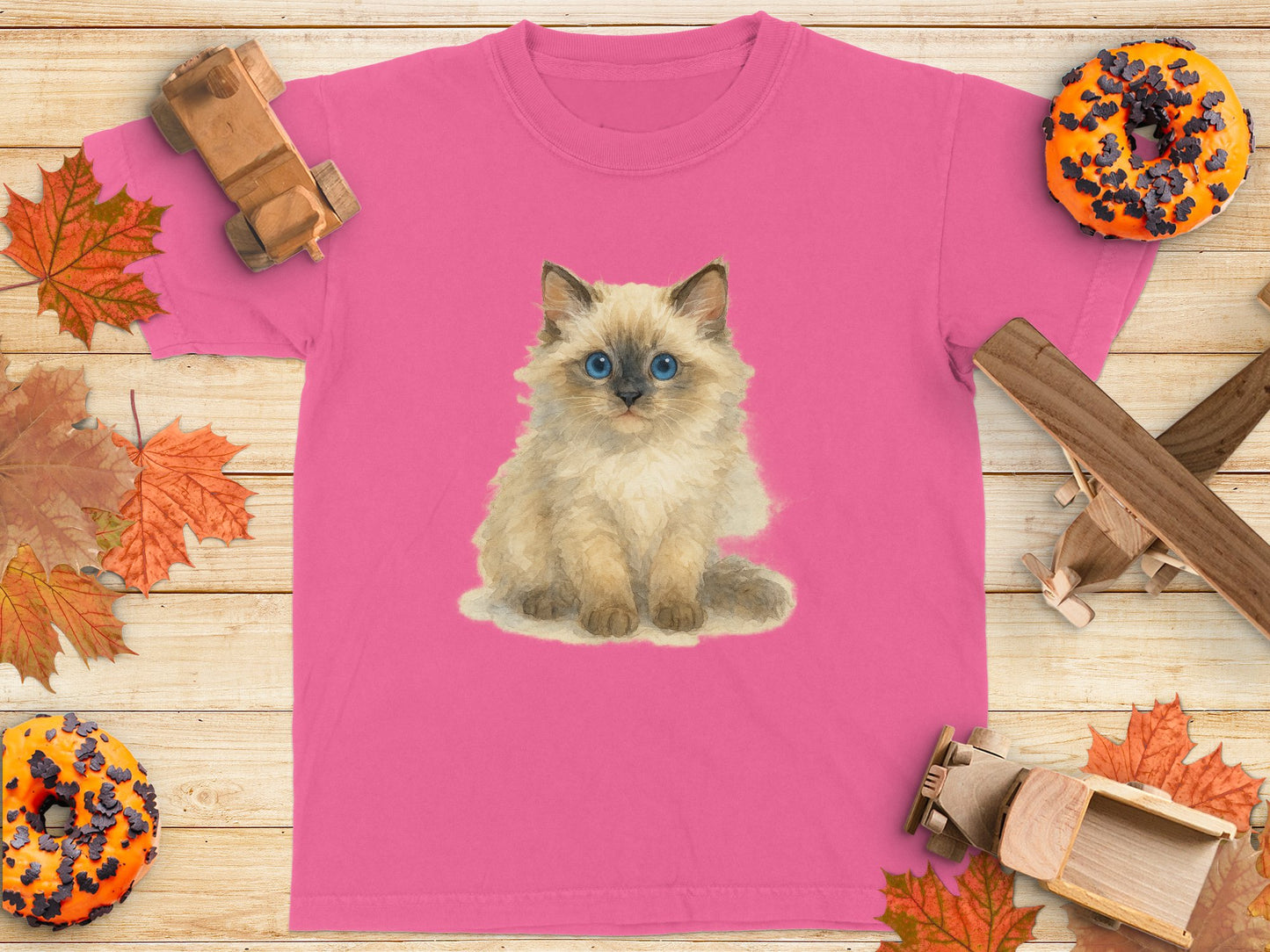 Adorable Kitten Print on Soft Pink T-shirt product type
