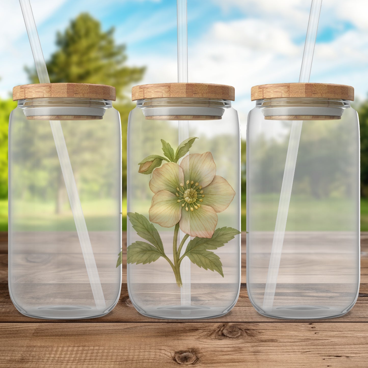 Elegant Floral Design Clear Glass Jars with Lids product type
