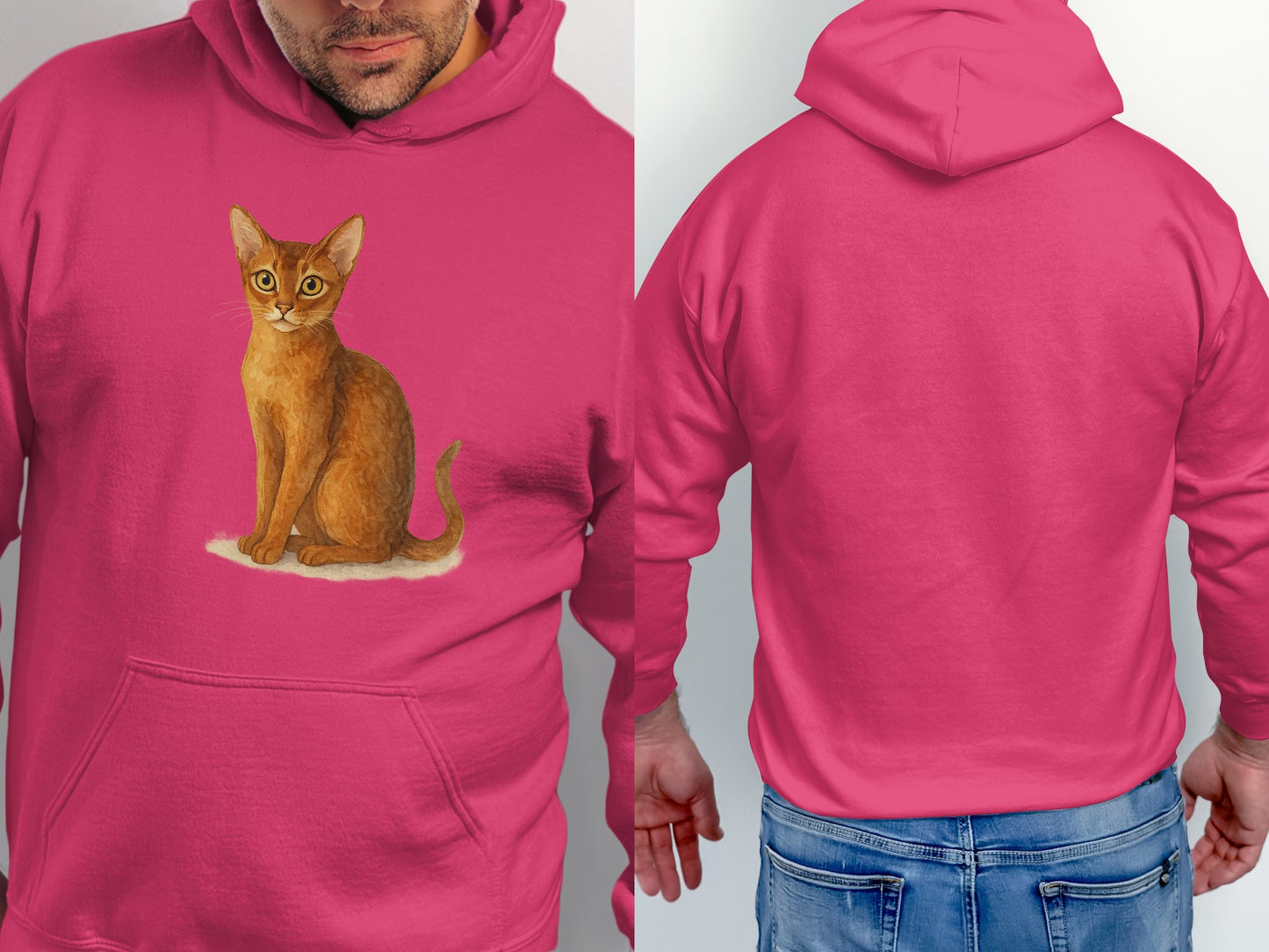 Adorable Cat Print Design on Pink Hoodie product