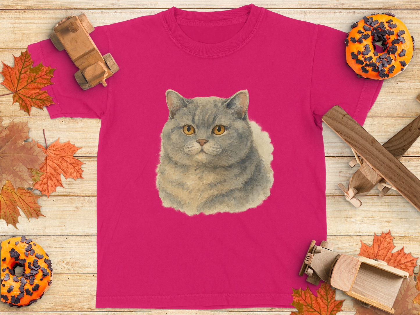 Cute Cat Art on Pink T-shirt for All Cat Lovers product