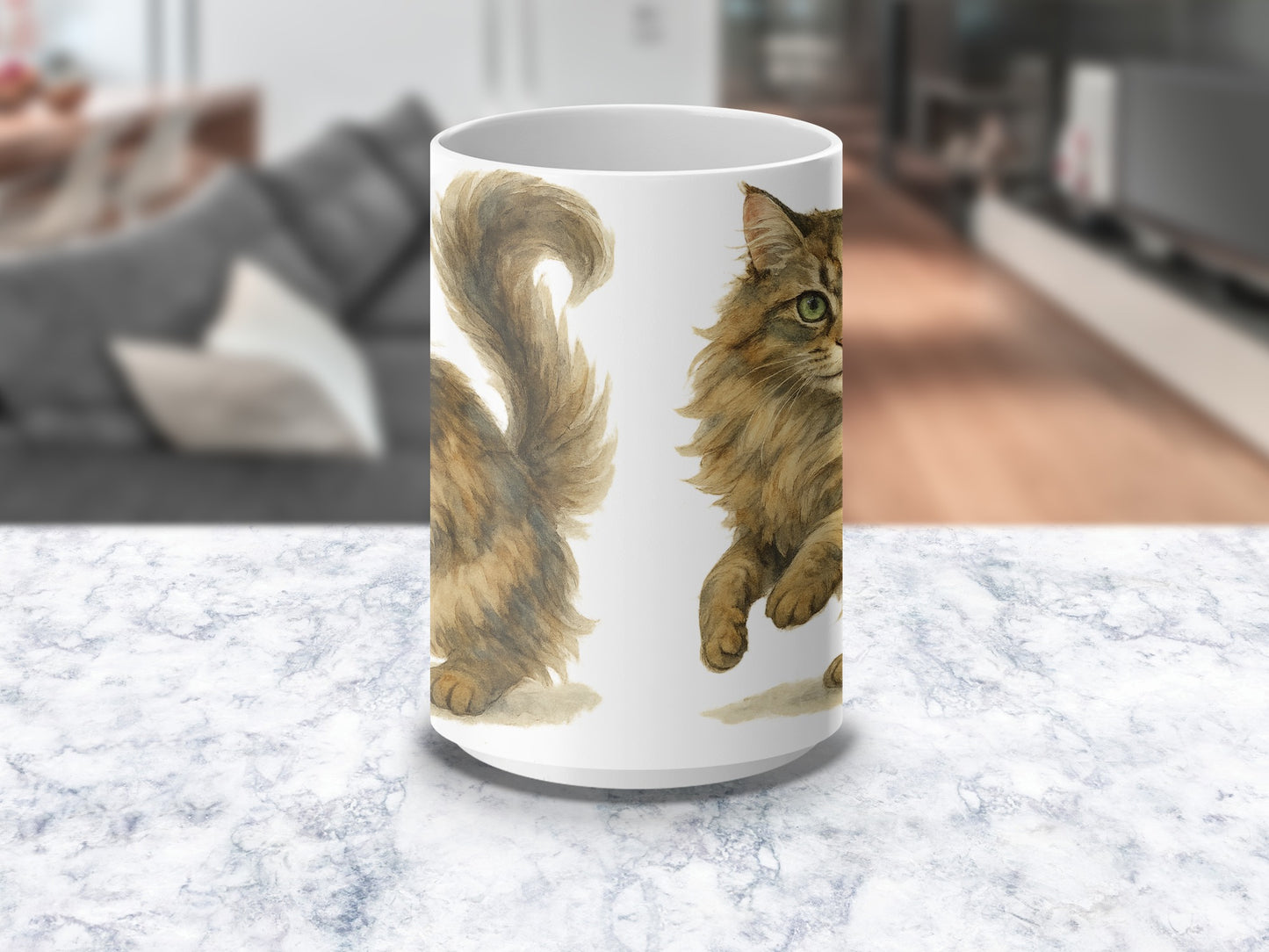 Fluffy Cats Artwork White Background Mug product