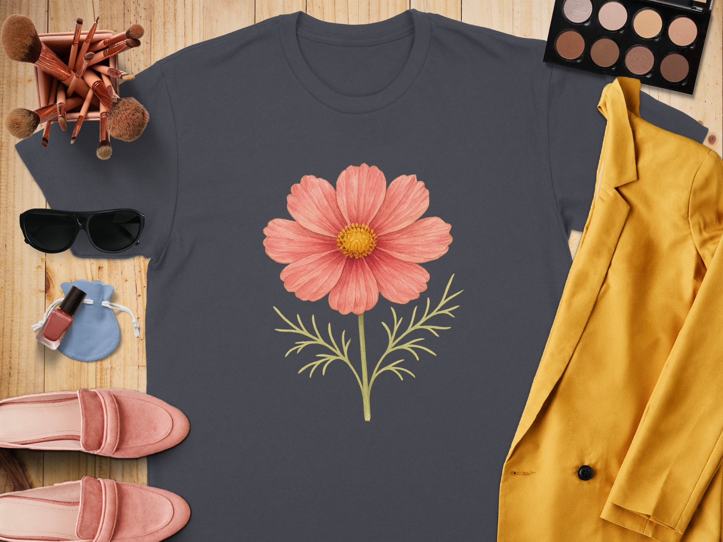 Beautiful Floral T-Shirt With Large Pink Flower product type