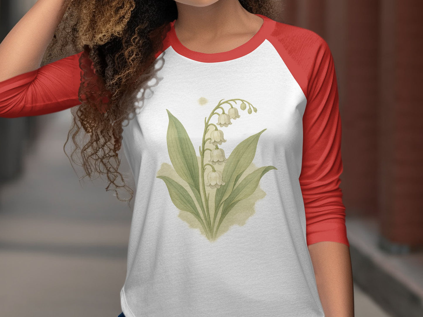Botanical Lily of the Valley Design Raglan Shirt product