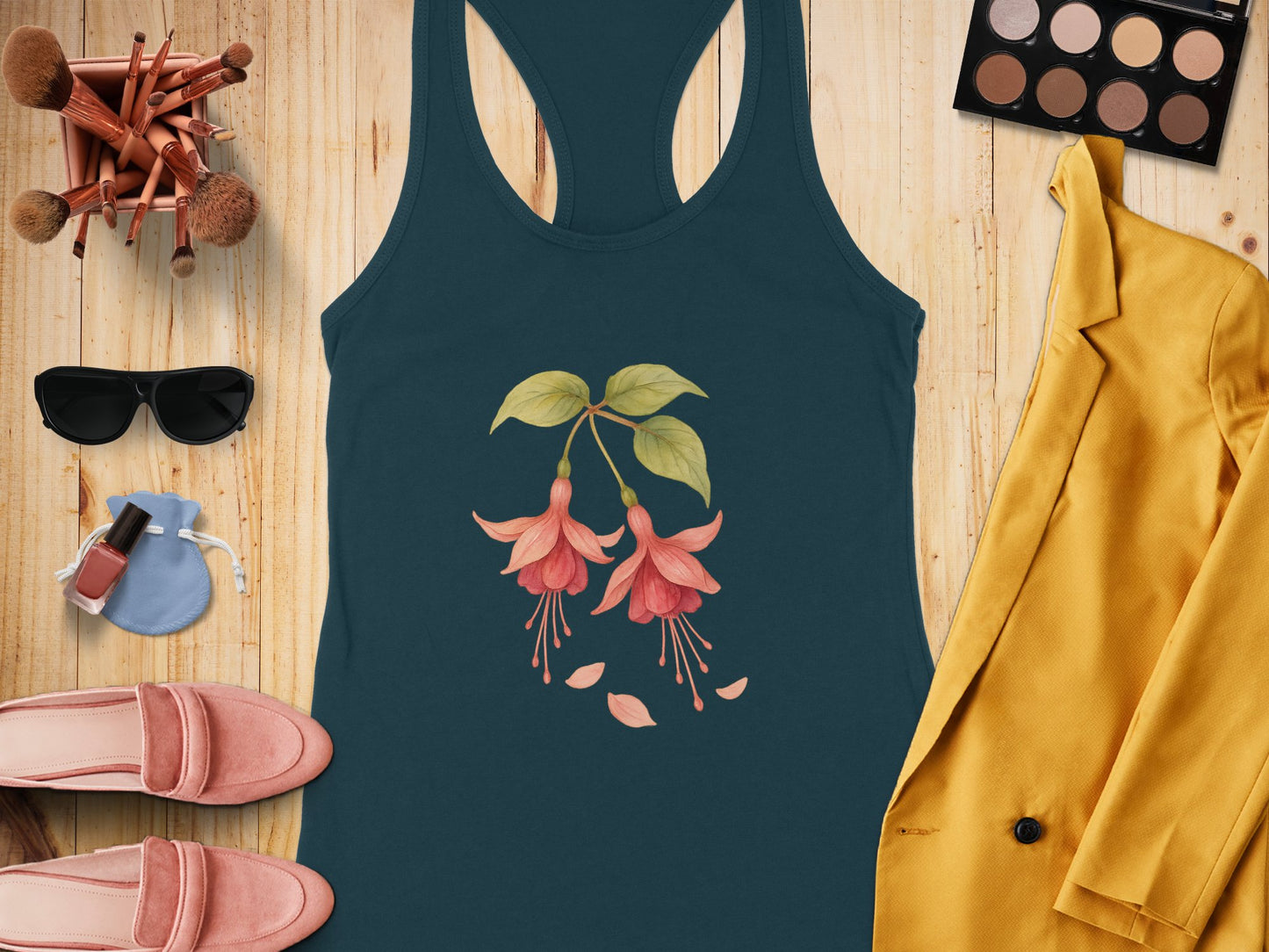 Floral Design Women's Fitted Racerback Tank Top product