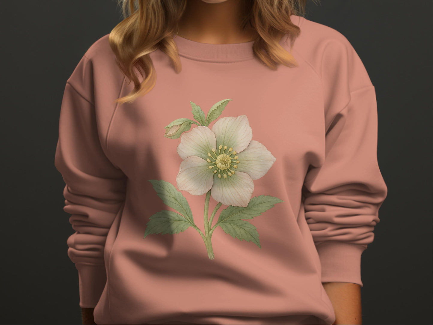 Elegant floral design pink long sleeve apparel product type