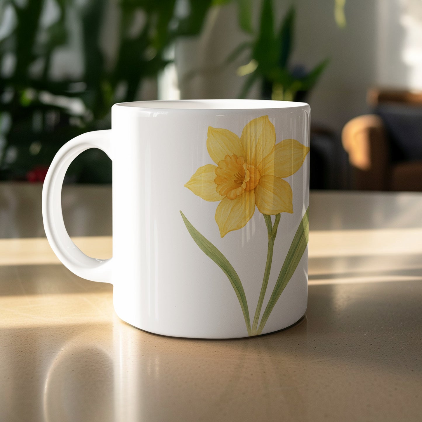 Beautiful Yellow Daffodil Design White Mug product type