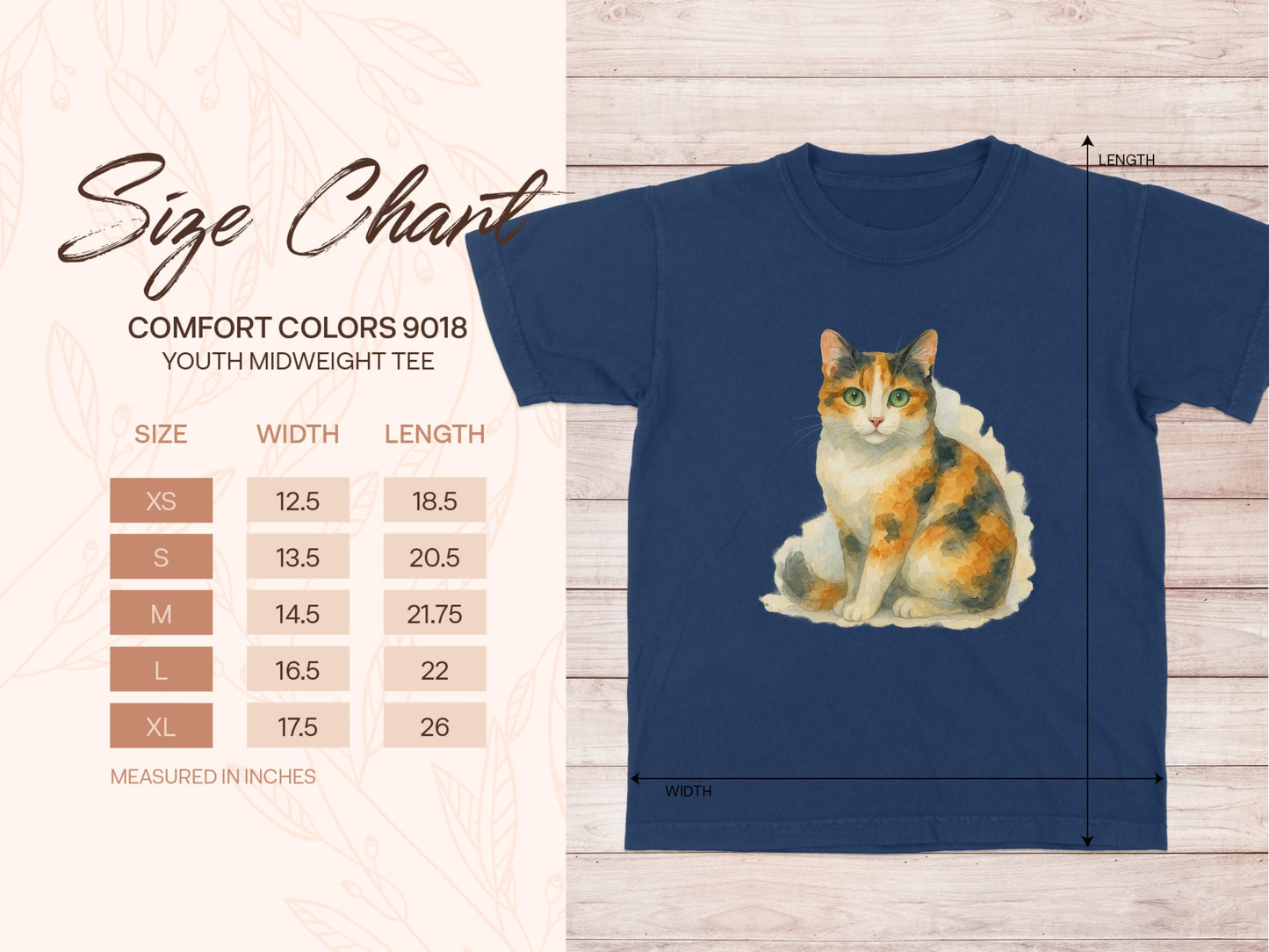 Cute Calico Cat on Youth Midweight Tee Shirt product type