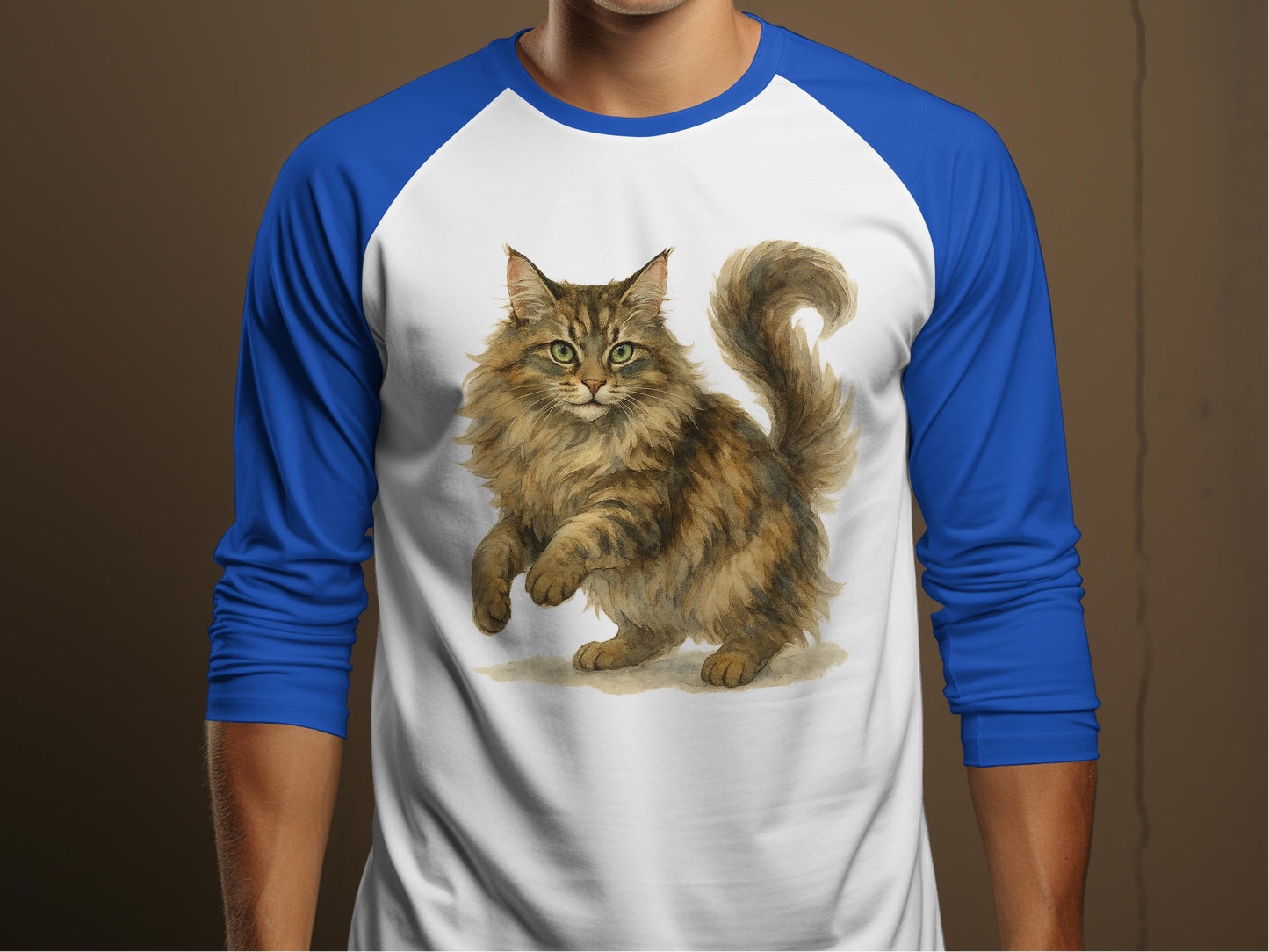 Majestic Feline Print on Blue Sleeved Shirt product type