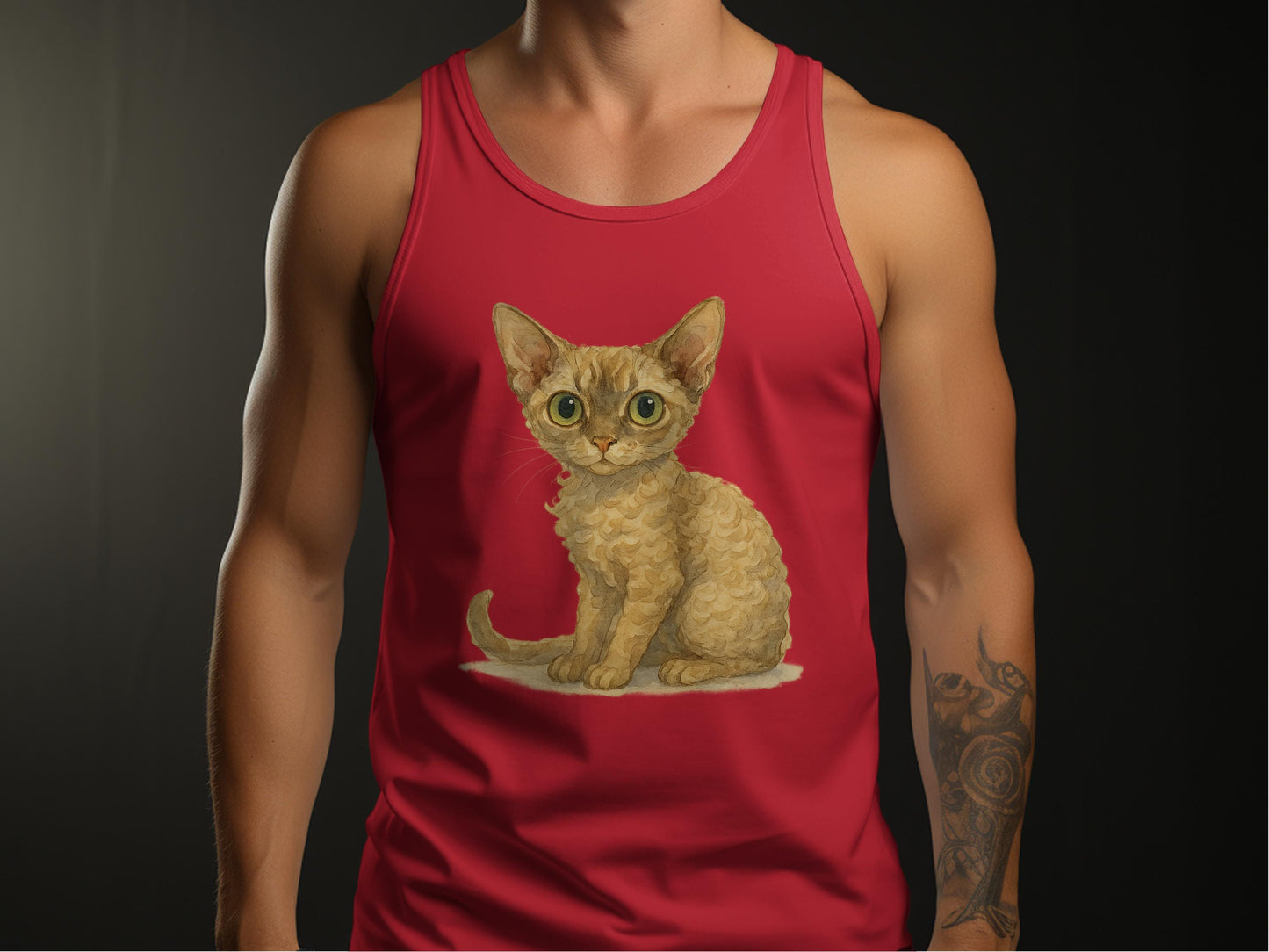 Cute Kitten Illustration on Red Tank Top product